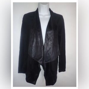 CAbi Black Waterfall Textured Cardigan EUC M